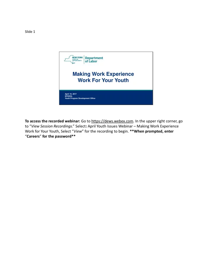making work experience work for your youth