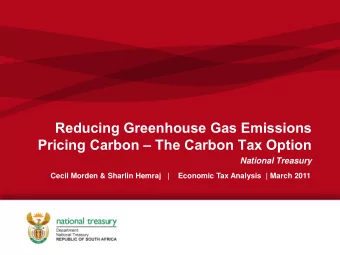 Reducing Greenhouse Gas Emissions Pricing Carbon  The Carbon Tax Option National Treasury Cecil