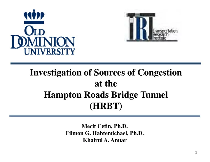 investigation of sources of congestion at the t th