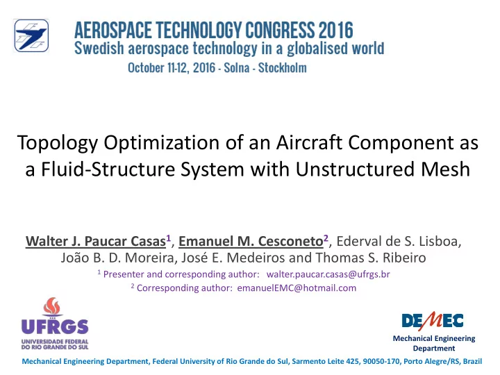topology optimization of an aircraft component as a fluid