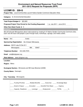 LCCMR ID: 209-G  Project Title:  Local Communities Launch Native Garden Commons Education Sites