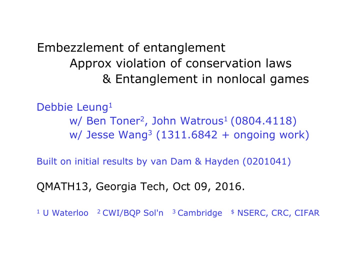 embezzlement of entanglement approx violation of