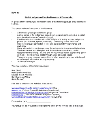 more in-depth information about your group.  10 minutes in length  You may select one of the