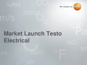 Market Launch Testo  Electrical  Agenda  Content  Portfolio overview  Product introduction testo