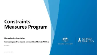 Measures Program  Murray Darling Association  Connecting catchments and communities: Moira to