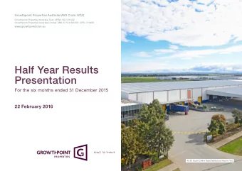 Half Year Results  Presentation  For the six months ended 31 December 2015  22 February 2016  45-55