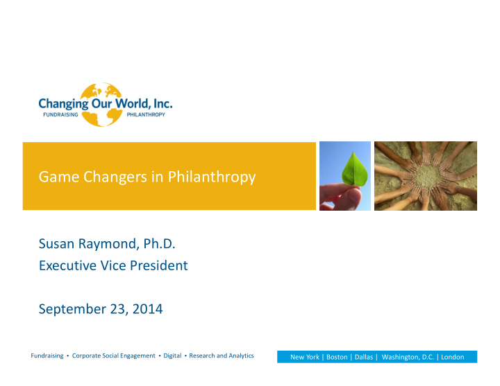 game changers in philanthropy