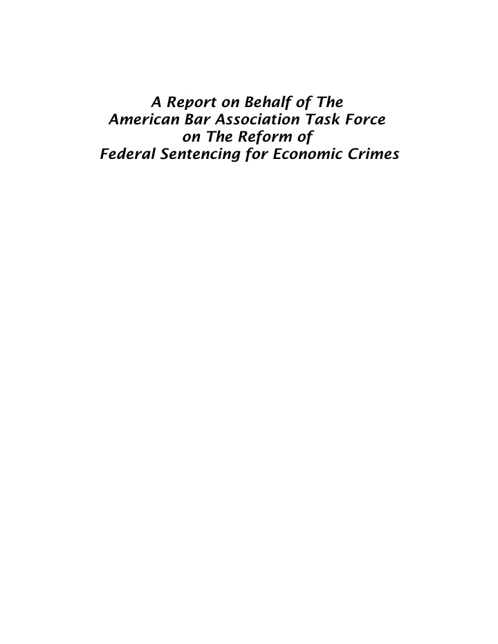 a report on behalf of the american bar association task