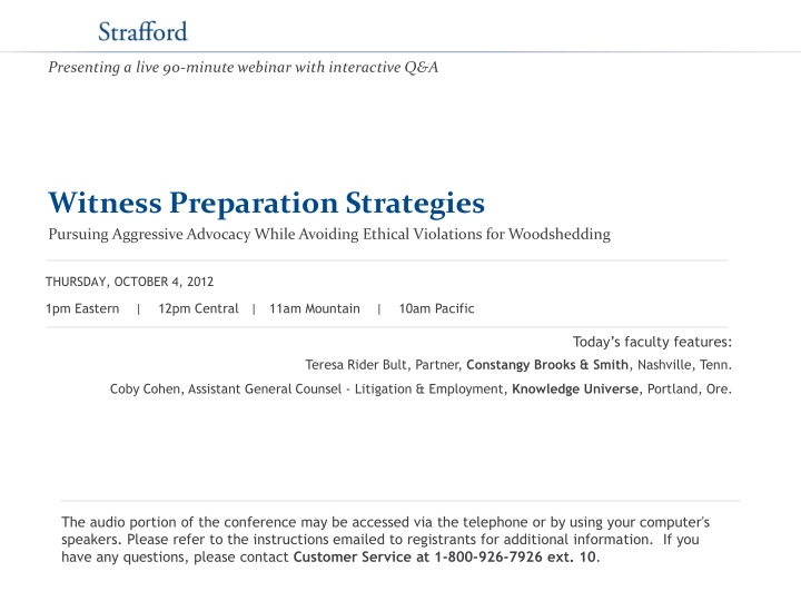 witness preparation strategies pursuing aggressive