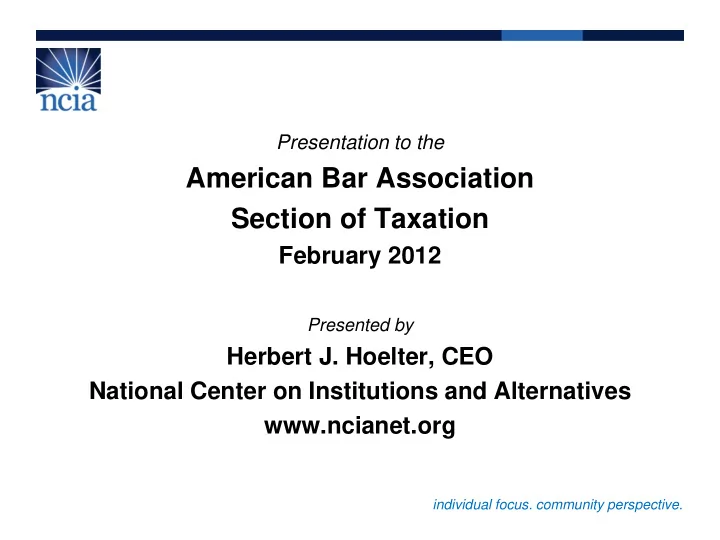 individual focus community perspective agenda 1
