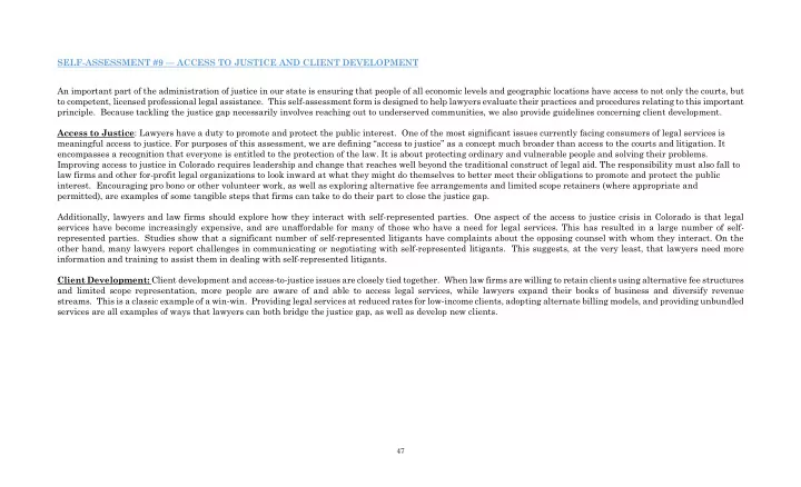 self assessment 9 access to justice and client