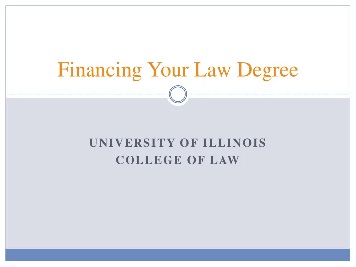 financing your law degree