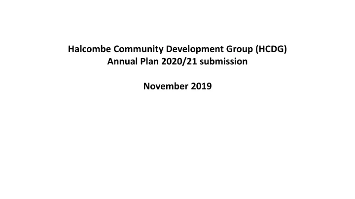 halcombe community development group hcdg