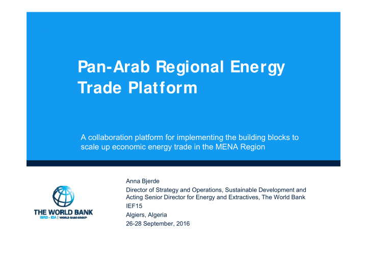 pan arab regional energy trade platform
