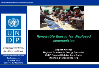 Renewable Energy for displaced  communities  Stephen Gitonga  Regional Sustainable Energy