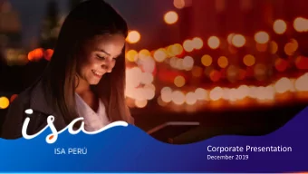 Corporate Presentation  December 2019  Agenda  Overview ISA Group  1  Overview ISA Group in Per