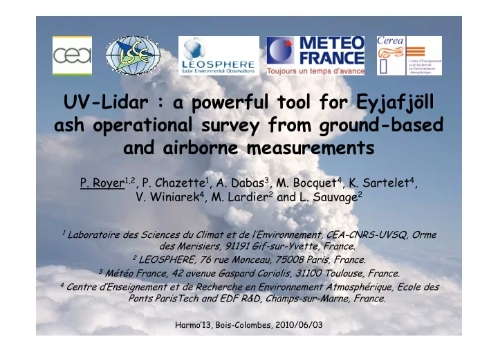 uv lidar a powerful tool for eyjafj ll ash operational