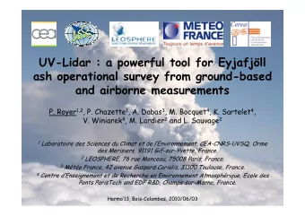 UVLidar : a powerful tool for Eyjafjll  ash operational survey from groundbased  and