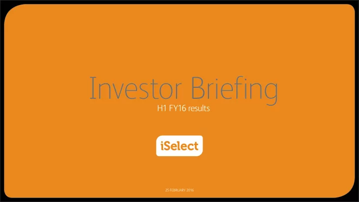 investor briefing