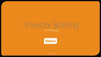 Investor Briefing  H1 FY16 results  25 FEBRUARY 2016    Enhancing our marketplace  H1 FY16