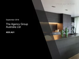 The Agency Group  Australia Ltd  ASX.AU1  Disclaimer This presentation has been prepared by The