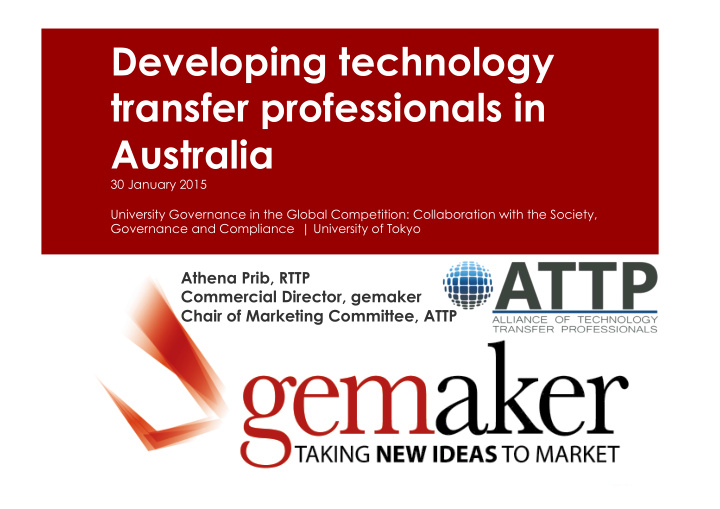 developing technology transfer professionals in australia