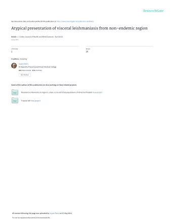 Atypical presentation of visceral leishmaniasis from non-endemic region Article in Online Journal
