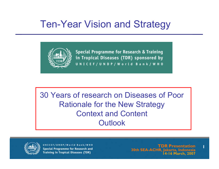 ten year vision and strategy