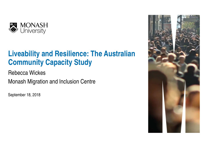 liveability and resilience the australian community