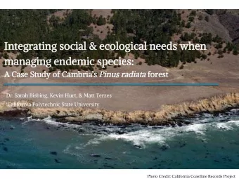Integr  Integrating social &amp; ec  ating social &amp; ecological needs w  ological needs when