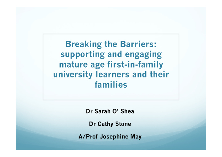 breaking the barriers supporting and engaging mature age