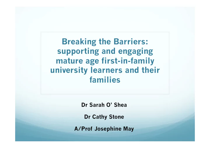breaking the barriers supporting and engaging mature age