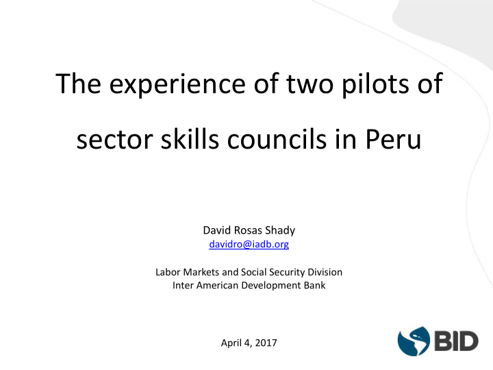 sector skills councils in peru