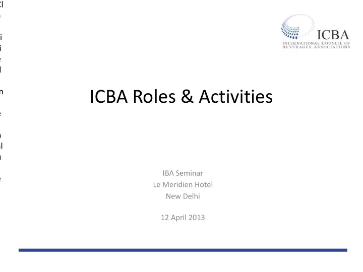 d in icba roles activities t e r n al u s iba seminar e