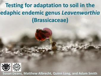 Testing for adaptation to soil in the edaphic endemic genus Leavenworthia  (Brassicaceae)  Susan
