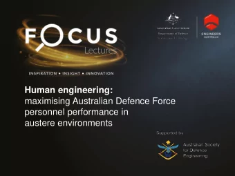 maximising Australian Defence Force  personnel performance in  austere environments