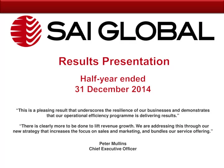 this is a pleasing result that underscores the resilience