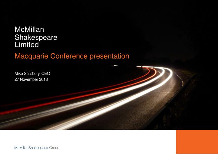 mcmillan shakespeare limited macquarie conference