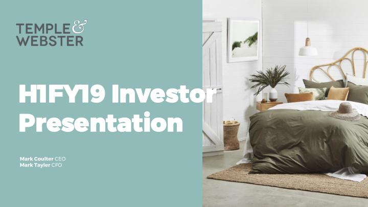 h1fy19 inve h1fy19 investor stor prese presentation