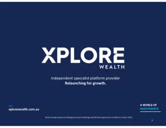 Independent specialist platform provider  Relaunching for growth.  A WORLD OF  visit  INVESTMENTS