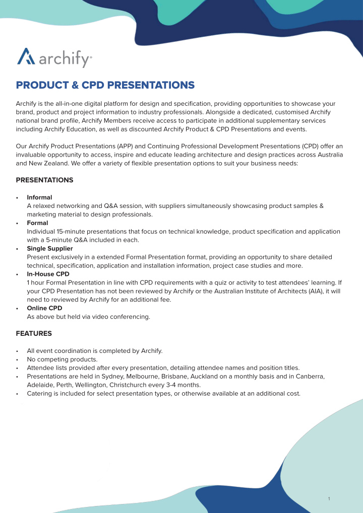 product cpd presentations