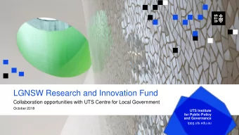 LGNSW Research and Innovation Fund  Collaboration opportunities with UTS Centre for Local