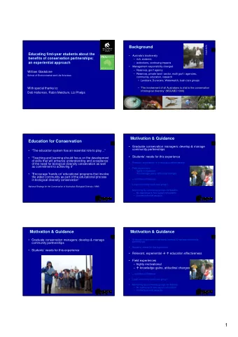 1  Motivation &amp; Guidance  Sustainable Resource Management (SRM)  7  8    Graduate