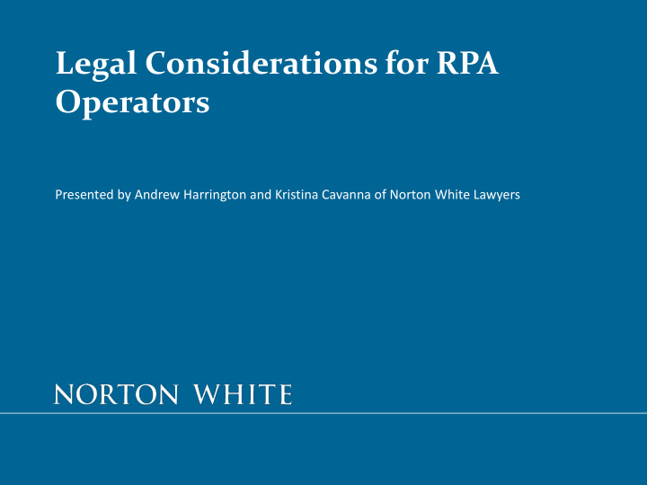legal considerations for rpa operators