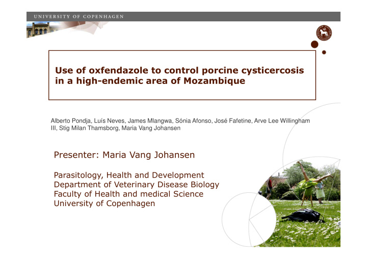 use of oxfendazole to control porcine cysticercosis in a