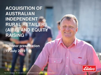 ACQUISITION OF  AUSTRALIAN  Not for release to US wire services or distribution in the United