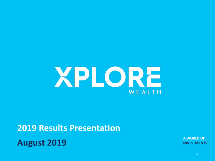 2019 results presentation