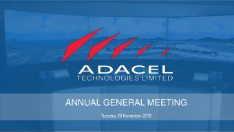 ANNUAL GENERAL MEETING  Tuesday 26 November 2019  CEOS PRESENTATION TO  SHAREHOLDERS  11/25/2019
