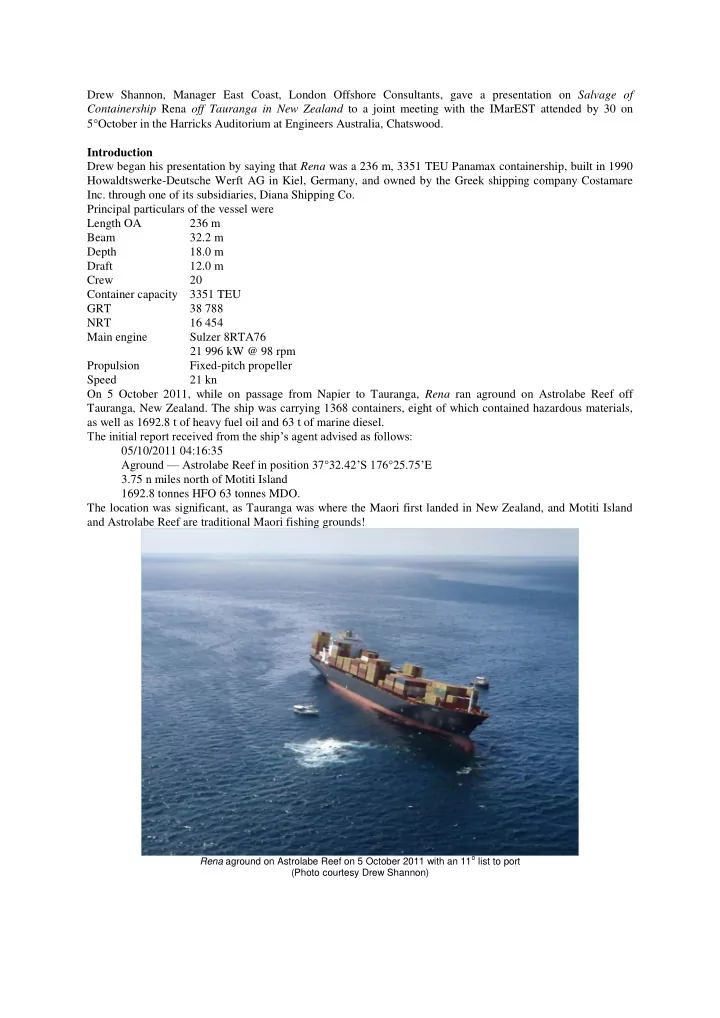 drew shannon manager east coast london offshore