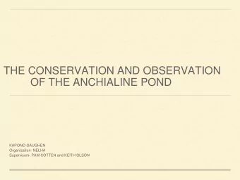 OF THE ANCHIALINE POND  KAPONO GAUGHEN  Organization- NELHA  Supervisors- PAM COTTEN and KEITH